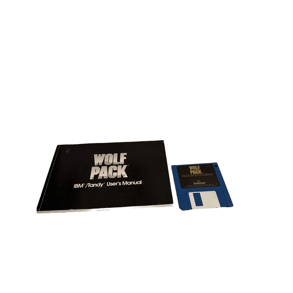 WOLF PACK - 1990 IBM/Tandy PC Computer Floppy Video Game & Manual